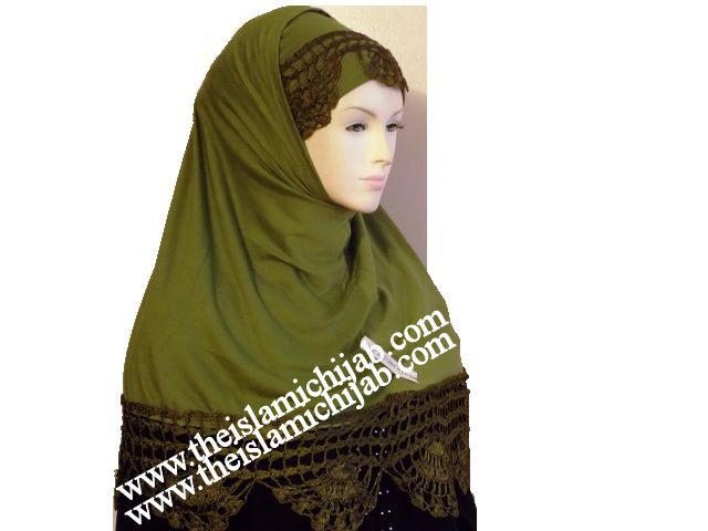 Olive Crochet 2 Piece Hijab1